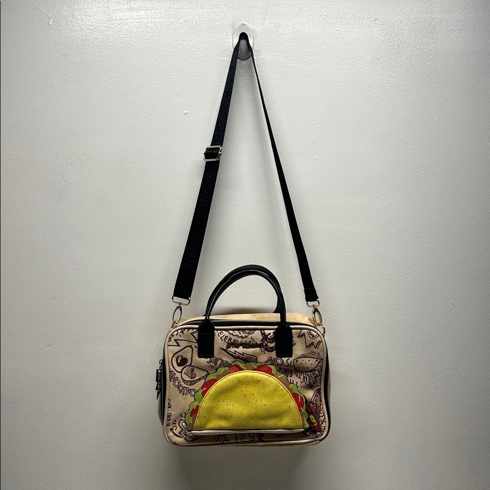 Betsey Johnson Lets Taco Bout It Lunch Satchel Crossbody Purse Cooler Lunch Bag - Picture 2 of 11